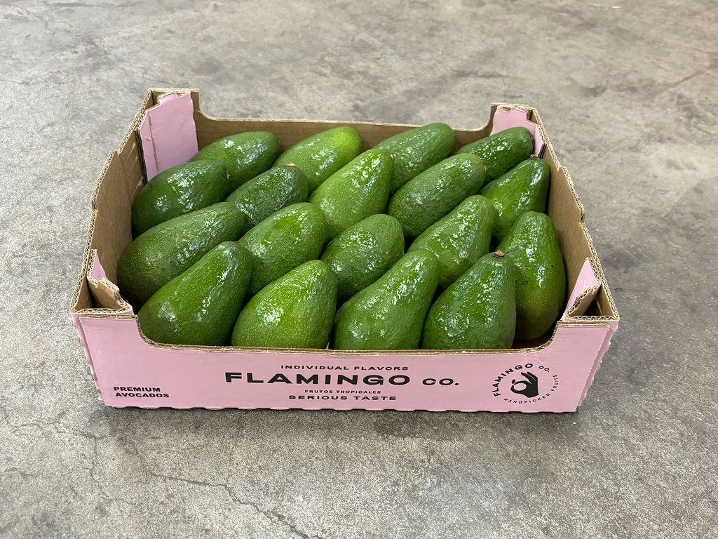 Fresh avocados in Flamingo packaging