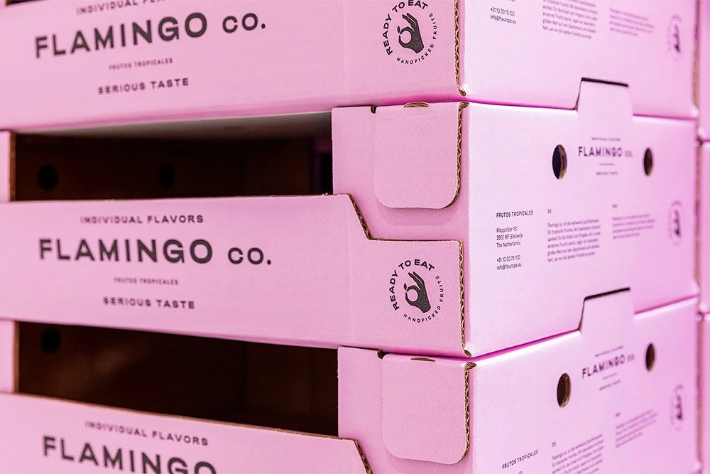 Packed Flamingo fruit cartons